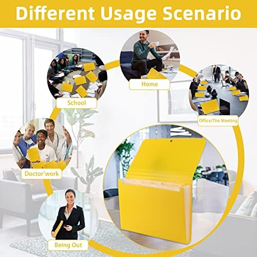 Organizador de Arquivos Accordiano Amarelo, 13 bolso em expansão e pasta de tampa com rótulos, suprimentos de desktop portáteis