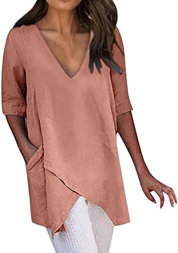 Yubnlvae camisetas de gradiente de ajuste solto para mulheres moda moda no verão da moda casual colar no pescoço sem