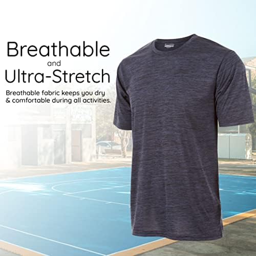 T-shirt ativo para meninos-treino atlético de seca rápida Treinamento de trecho de gola esticada de manga curta 5 pacote de 5 pacote