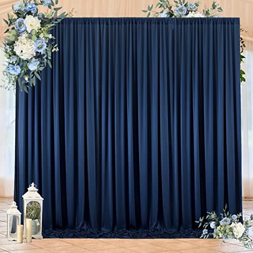 10 pés x 10 pés de painéis de cortina azul marinho de rugas, cortinas, cortinas de pano de fundo de poliéster, suprimentos de decoração de festa de casamento em casa