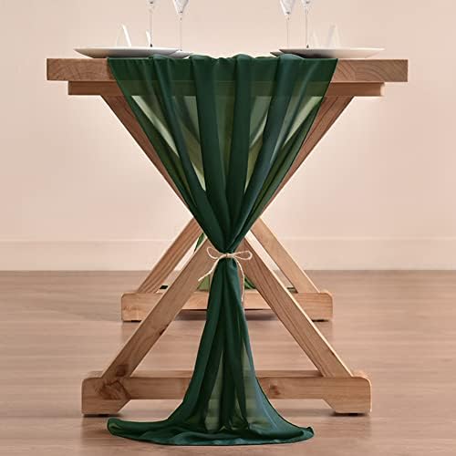 Socomi 10ft Emerald Green Chiffon Table Runner 29x120 polegadas Corrente de casamento Decorações de chuveiro de noiva pura