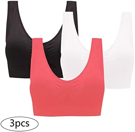 Bras esportivos de 3 pacote para mulheres respiráveis ​​conforto suporta ioga com roupas íntimas de vestuário de vestuário sólido