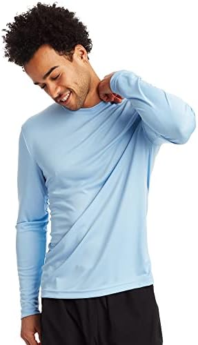 Pacote de manga longa masculina de Hanes, camisetas legais que bebem umidade, camiseta de desempenho, 2-pacote