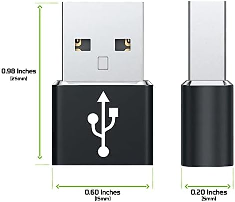 Usb-C fêmea para USB Adaptador rápido compatível com seu Samsung Galaxy Note 9 para Charger, Sync, dispositivos OTG como