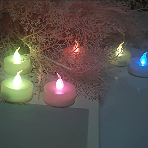 Conjunto de pequenospenglai de 12 luzes de ledes de ledes de cores led Bateria operada por velas sem chamas de lampejo elétrico