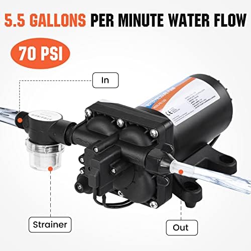 Bomba de água YoungTree 110V com interruptor de pressão inclui plugue de potência 5,5 gpm 70psi 110VAC Bomba de reforço de pressão