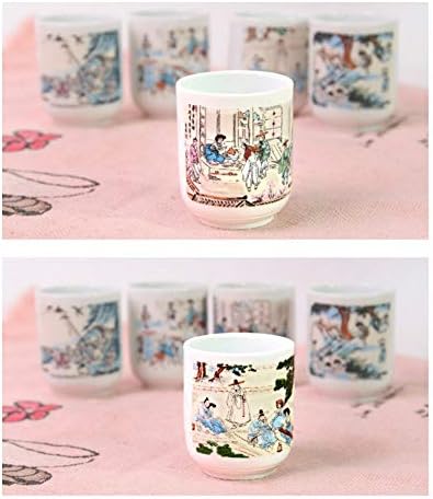 Partycraftz coreano SoJU Shot Glass Conjunto - Copo de cerâmica de 5 peças para uísque Vodka Alcohol Liquor com Coréia Ilustração Tradicional