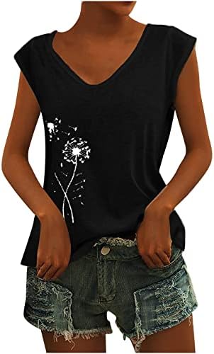 Lcepcy V Caminho de pescoço Tops de verão para mulheres estampadas de floral camisetas casuais soltas 2023 Trendy say Out Blouse