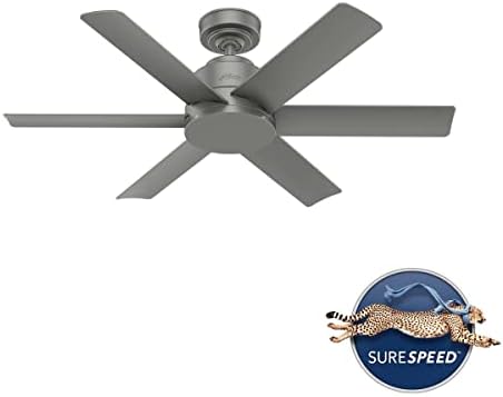 Hunter Fan Company 59613 Hunter Kennicott Indoor, ventilador de teto externo com controle de parede, 44, acabamento preto fosco