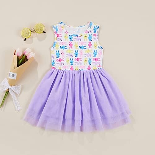 Roupa de páscoa de menina de bebê menina manguita coelho de coelho de coelho vestido de tule floral vestido princesa vestido