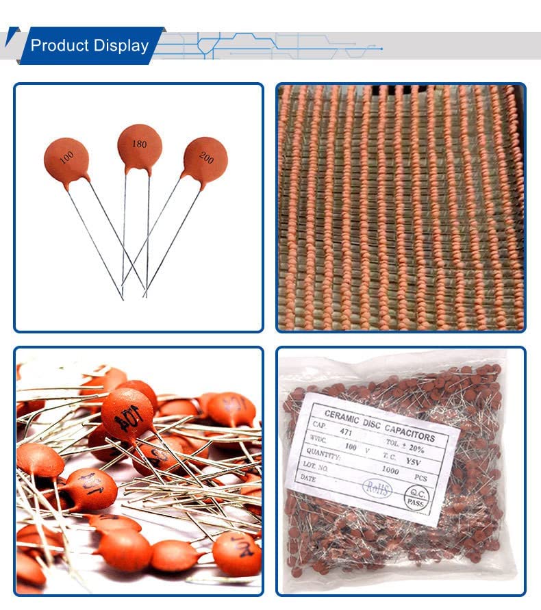 FILECT 250pcs kit de capacitores de cerâmica 50v 18pf Capacitores de disco para circuito eletrônico DIY, cor aleatória