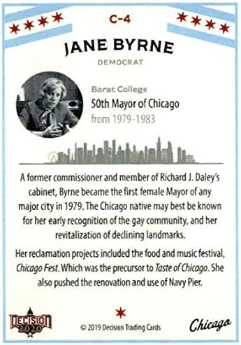 2020 Decisão de folhas de Chicago Política #C4 Jane Byrne Card