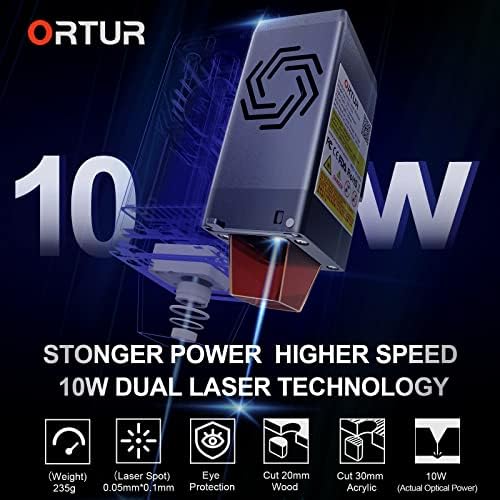 Gravador a laser, Ortur Laser Master 3 10W Cutter a laser de potência de saída, 0,05 * 0,1mm de cortador de laser