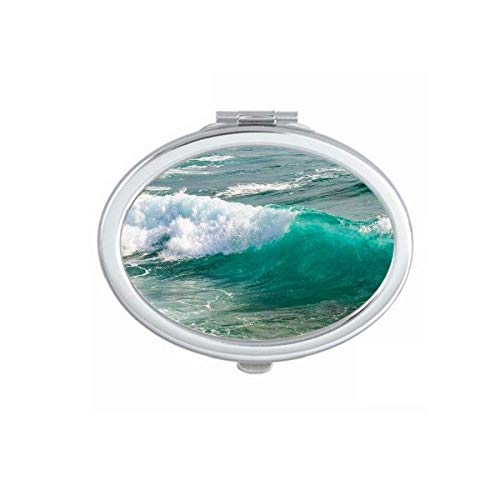 Spray Water Sea Wave Science Nature Picture espelho portátil dobra maquiagem de mão dupla lateral óculos