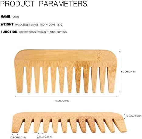 3pcs de bambu de dente fino largo pente de bambus natural para cabelos molhados ou secos evita o estilo e a ferramenta de destanqueamento estático e sem tanques para óleo ondulado e ondulado reto para piercings