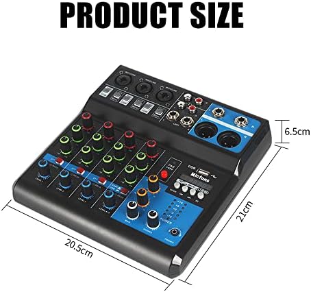 Mini Audio DJ Mixer Sound Board Console System, 5 canal 48V Phantom Power com Bluetooth USB MP3 estéreo LIVE DJ