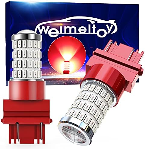 WeimelToy 3157 3156 Lâmpada de freio LED RED, 12V-24V 3057 3056 4157 3457 BULS, 76SMD com lente de projetor Substituição de LED para
