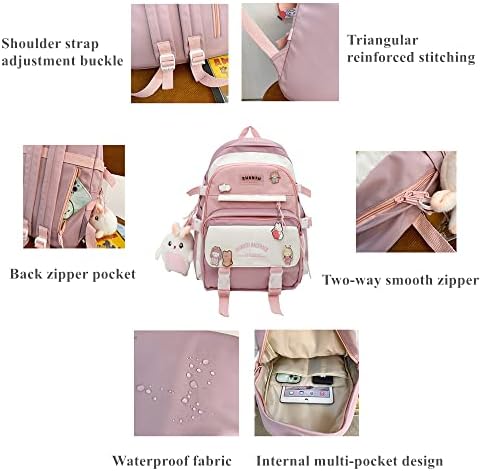 Mochila Kawaii Girls com alfinetes e acessórios