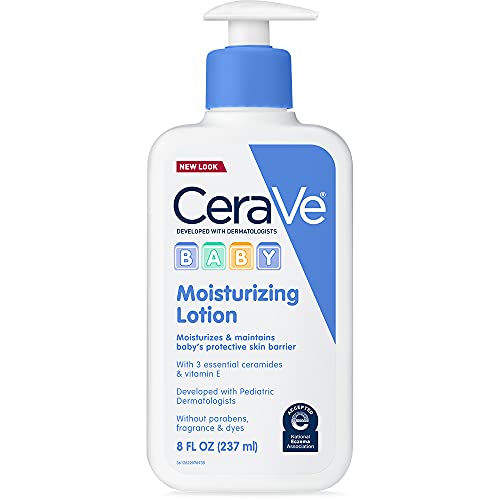 Loção de bebê cerave | Cuidados com a pele do bebê suave com ceramidas, niacinamida e vitamina E | Fragrância, Paraben, corante e ftalatos grátis | Hidratante leve do bebê | 8 onça | A embalagem pode variar