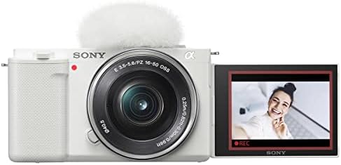 Câmera Sony ZV-E10 sem espelho com lente de 16-50 mm, pacote branco com foto de foto e edição de vídeo PC, cartão de memória SD de