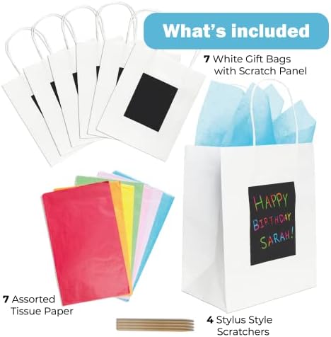 Maquiagem de sereia de joaninha roxa para meninas + 7 sacolas de presente brancas com painel de arranhões para mensagens personalizadas
