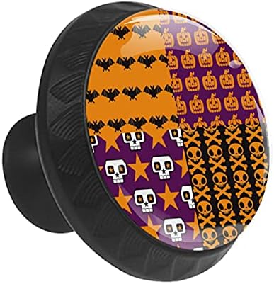 12 peças Cartoon Halloween temas de vidro botões para gavetas de cômoda, 1,37 x 1,10 em armários de cozinha redondos