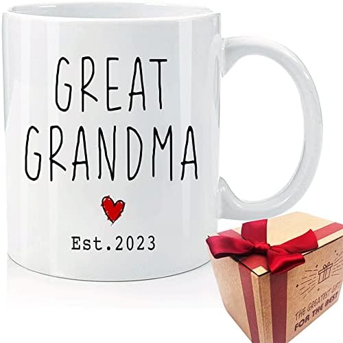 EST 2023 Bisavó canecas de café, novo presente de bisavó, anúncio da gravidez Revelncion Revely, presentes de Ação de Graças de Ação