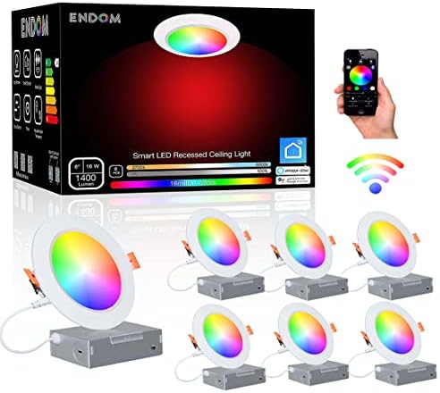 Iluminação Robescada de Endom Smart 6 polegadas, Slim Smart LED Alteração de luzes embutidas LED 16W 1400LM WiFi Compatível