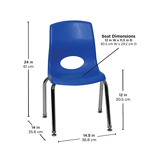 Angeles Myposture Plus 12 H Cadeiras, set-4 azul com pernas cromadas, AB8012pbc4, pré-escola para crianças, creche ou assentos flexíveis