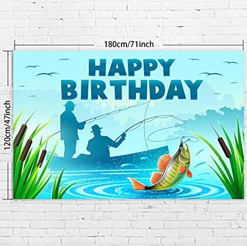 Gone Fishing Feliz Aniversário Banner Fishdrop Fish Fisher Fisherman Decorações de temas para o primeiro aniversário da festa