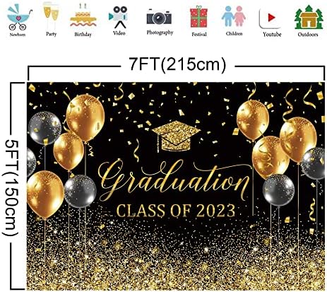 Negeek Parabéns Grad 2023 Graduação da classe Photography Banner Balão de pano de fundo Decoração de balões de bacharel