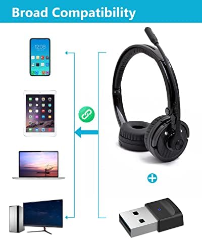 Fones de ouvido Bluetooth ASIAMENG com dongle/adaptador USB microfone, fone de ouvido sem fio Bluetooth com ruído cancelamento de