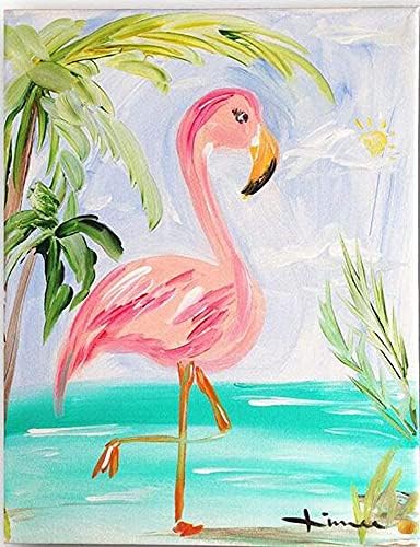 Kits de pintura de diamante 5D para adultos, trechos de coco flamingo de bordado de bordado de strass de cristal para decoração de casa 8x12inch