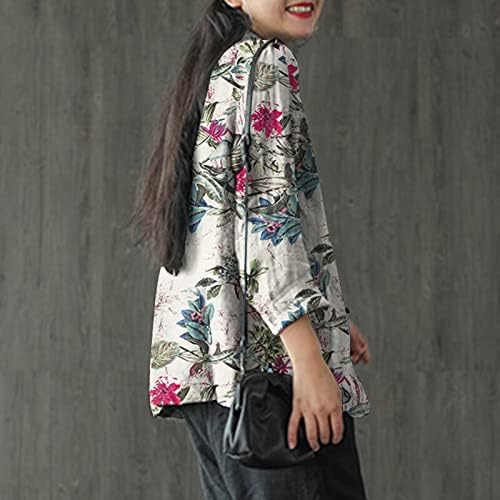 Moda feminina boho impressão aberta dianteira de manga longa Terno de bolso Blazers Botão de linho de roupas de roupas de roupas femininas moda feminina
