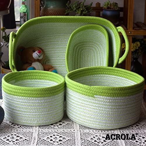 Acrola 4-Pack algodão corda tecida cestas decorativas de armazenamento ST04002