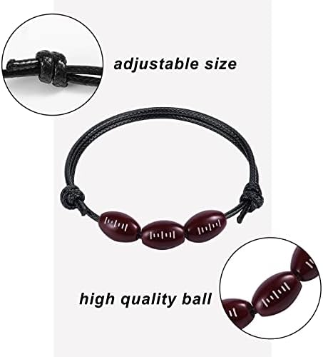 Kinbom 20pcs futebol de futebol de futebol pulseiras, pulseiras de charme esportivo, pulseiras atléticas ajustáveis ​​pulseira de bola