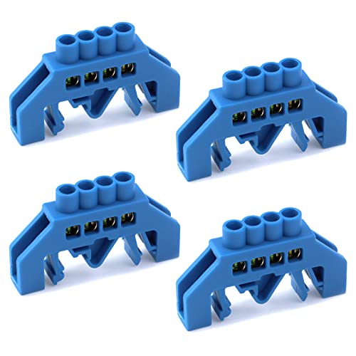 Faotup 4pcs azul 30a-200v 4 pinos conector de bloco de terminal, bloco de terminal de aterramento, bloco de terminal 30a, bloco de terminal 220V, bloco de terminal eletrônico, 2,24 × 0,41 × 1.33 polegadas