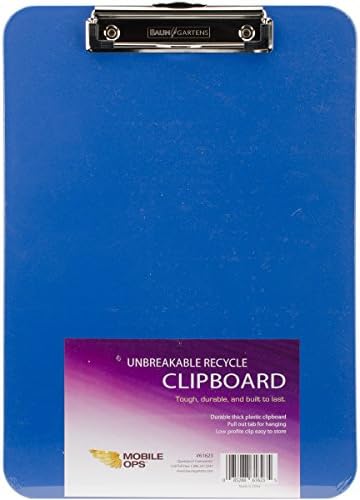 Mobile Ops Unbreakable Recycled Boardboard, capacidade de clipe de 0,25 , possui 8,5 x 11 folhas, azul