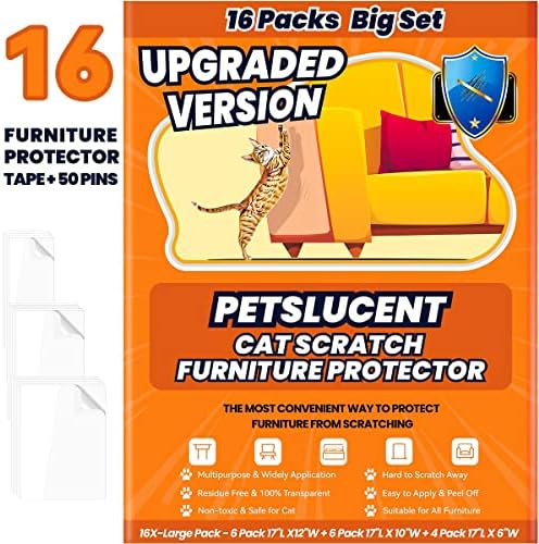 PetsLucent Cat Scratch Furniture Couch Protector Fita, Anti Cat Scratch Clear Training Fita adesiva 6x Large + 6large