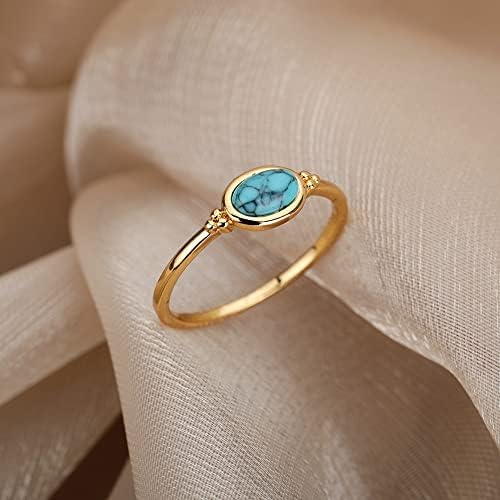 Ttndstore Opal Stone Rings for Women Gold Sliver Color Opal Ring Ring Jewelry Accessoires - JZ2808 - Tamanho 7-04135