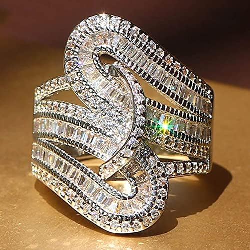 Yistu Anéis finos para mulheres Casal Princesa Cut Diamond Set Ring Moda de luxo Mulheres de noivado Jóias de casamento
