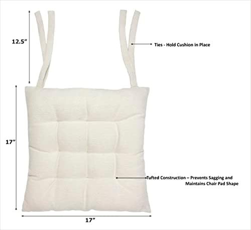 Almofadas de cadeira de cadeira de algodão - Conjunto de 4 - Ellora Natural - Dining Cozinha Cadeira de escritório Chopse