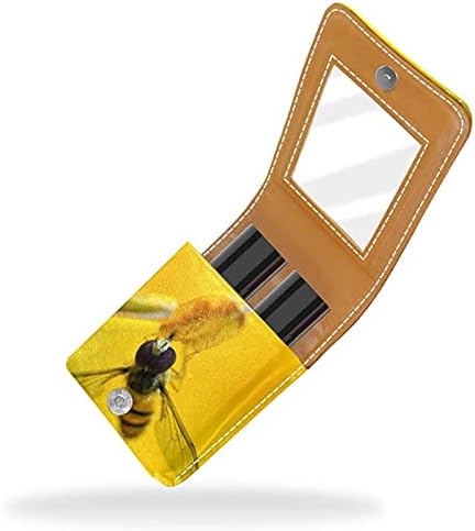 Caixa de batom de maquiagem para abelhas externas Gather mel O organizador de batom portátil com espelho damas mini maquiagem