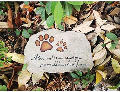 Mildyjoy Pet Memorial Stone Marker para cachorro ou gato ， Pedra de jardim para animais de estimação amados, túmulo de petra