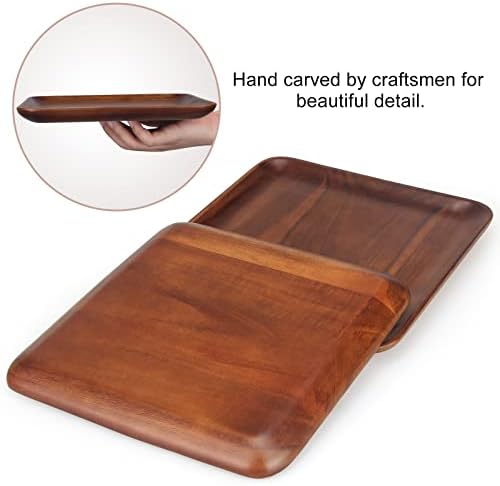 Placas de jantar de madeira de 10 polegadas de 10 polegadas quadradas conjunto de 2 prato de servir de madeira decorativa