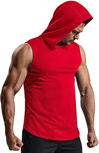 TSLA 3 Pacote de tanque muscular masculino com capuz, camisetas atléticas ativas secas e seco