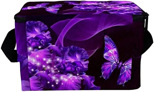 Guerrotkr lancheira Mulheres, lancheira para homens, lancheira feminina, Flor Purple Folhas Flores Padrão