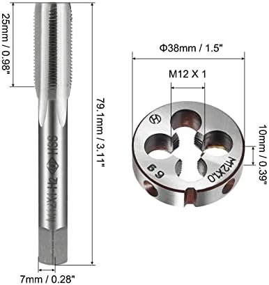 uxcell m12 x 1 toque métrico e conjunto redondo conjunto H2 Aço de alta velocidade direita não revestida 4 flautas retas Máquina