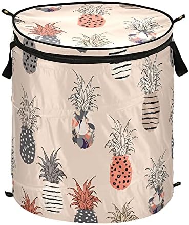 Cor da cor da água de abacaxi cesto de lavanderia com tampa de cesta de armazenamento dobrável Bolsa de lavanderia dobrável para camping berçário