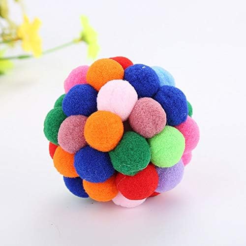 Lzyjw Pet Cat Toy Ball Conjunto de bola colorida de sino artesanal Bola de estiramento de bola interativa suprimentos